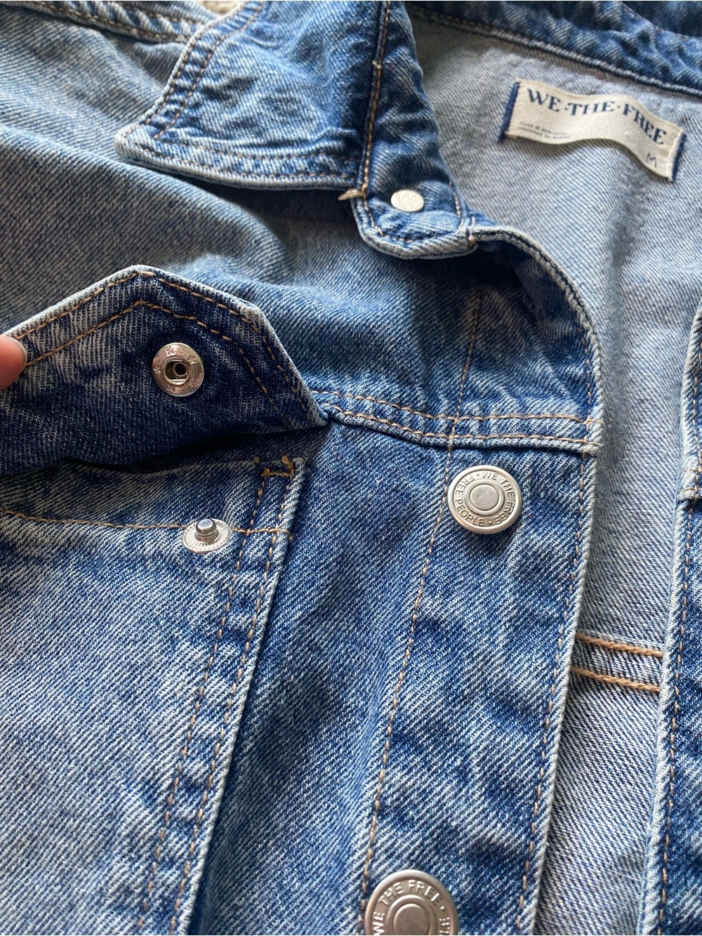Free People denim button up romper, medium - Picture 6 of 13